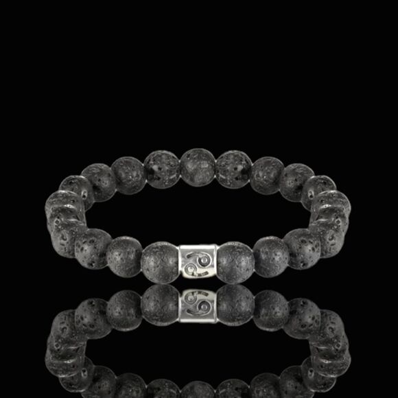 7.25inch Black Lava Cancer Bracelet - Picture 1 of 2